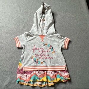 Matilda Jane Hoodie Girls Toddler 2T Floral Short-Sleeve Striped Free As A Bird